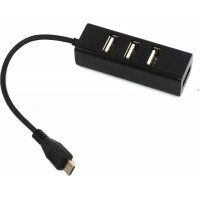 LOVERPI MICROUSB TO USB 4 PORT BLACK OTG HUB FOR RASPBERRY PI ZERO